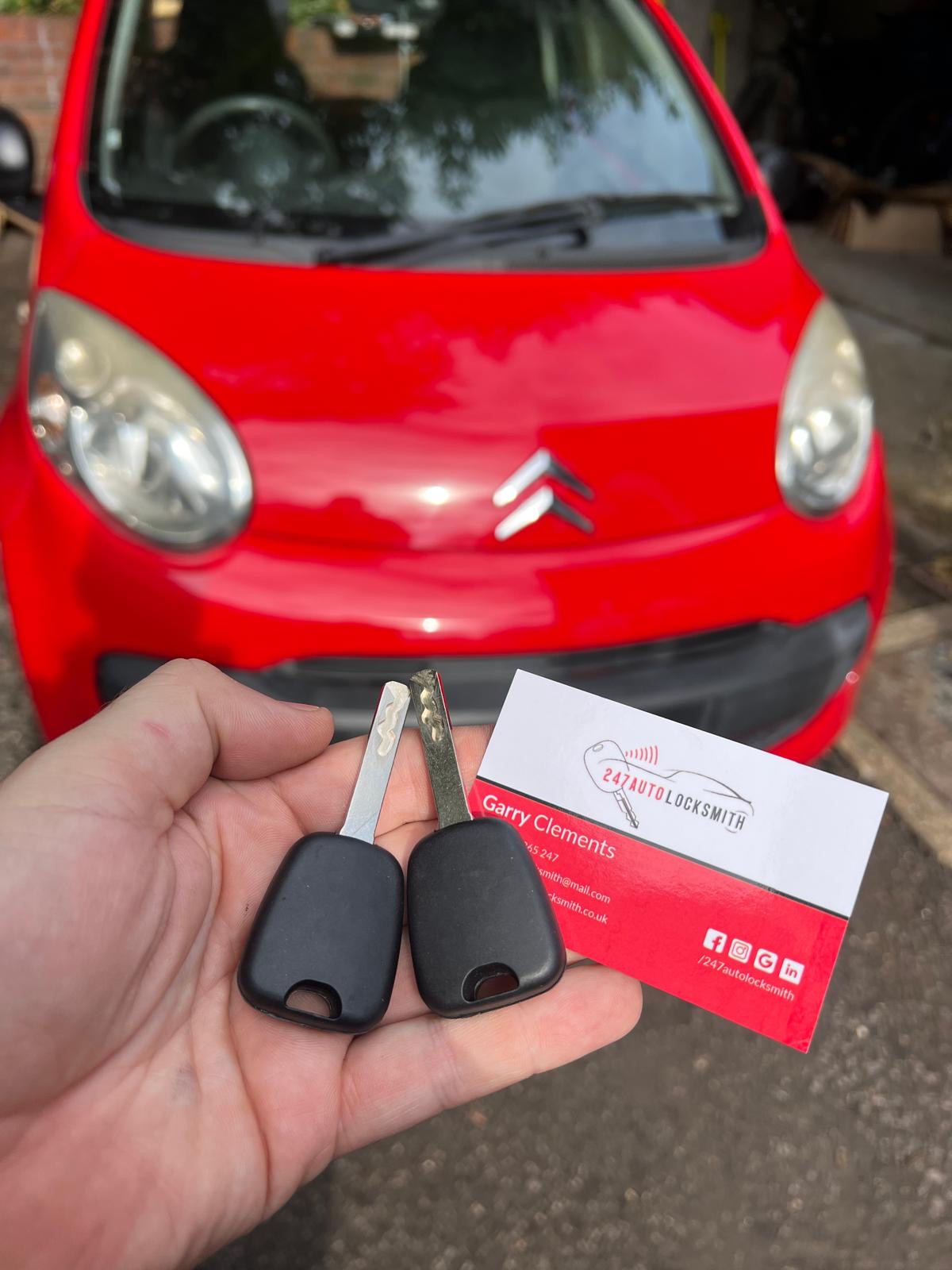 Citroen C1 spare keys cut and programmed at the vehicle