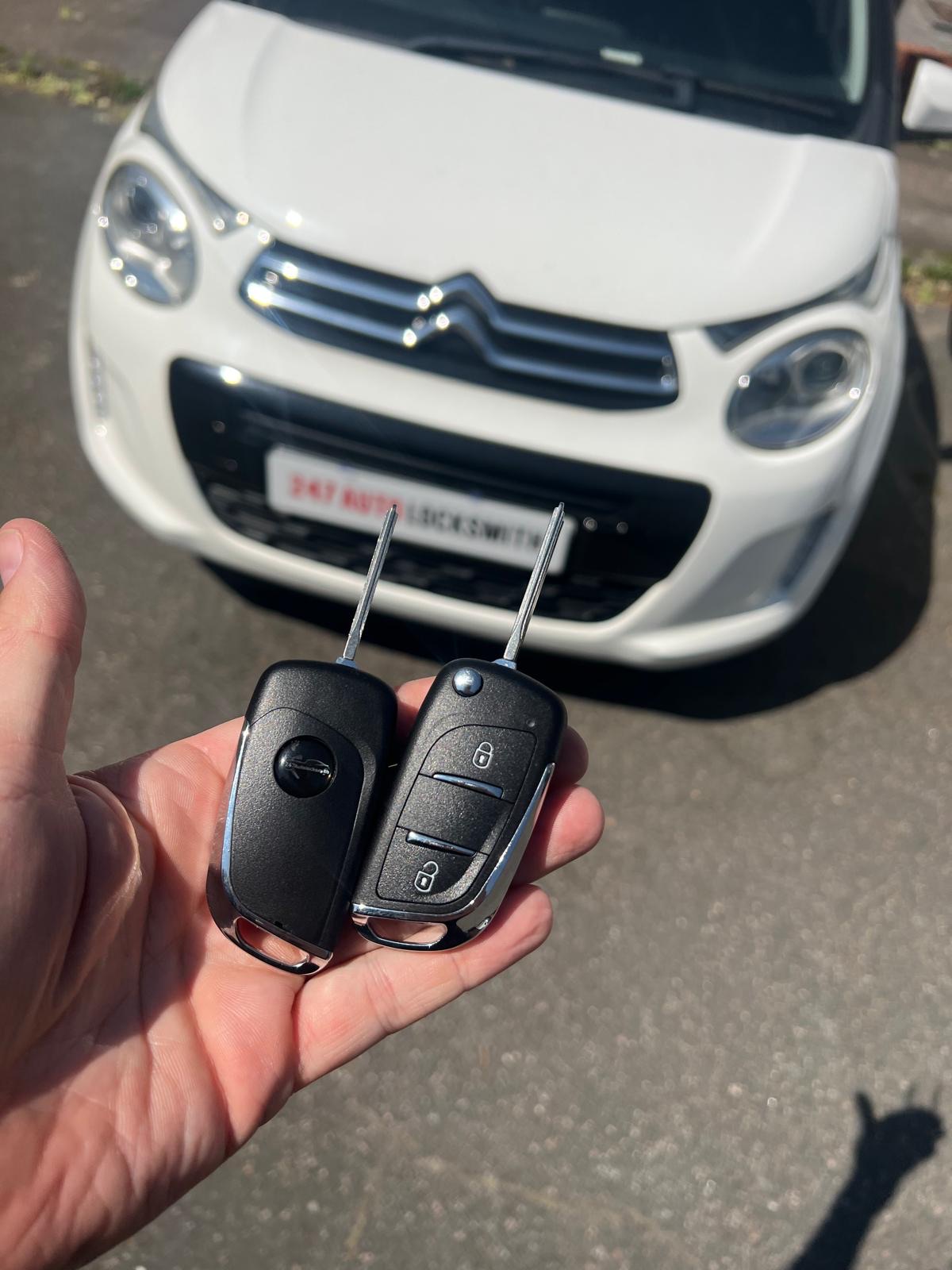 Replacement remote Keys for Citroën C1, Toyota Aygo, and Peugeot 107 Cars.