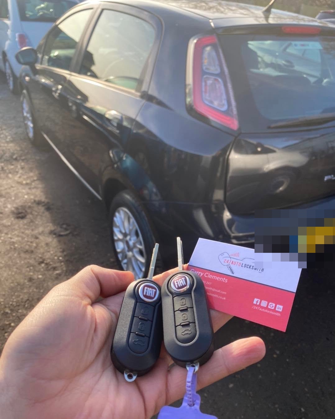 Fiat Punto spare keys cut at the vehicle