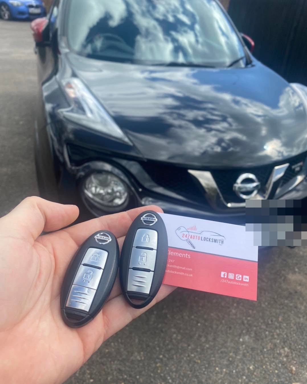 Nissan Juke replacement keys cut at the vehicle