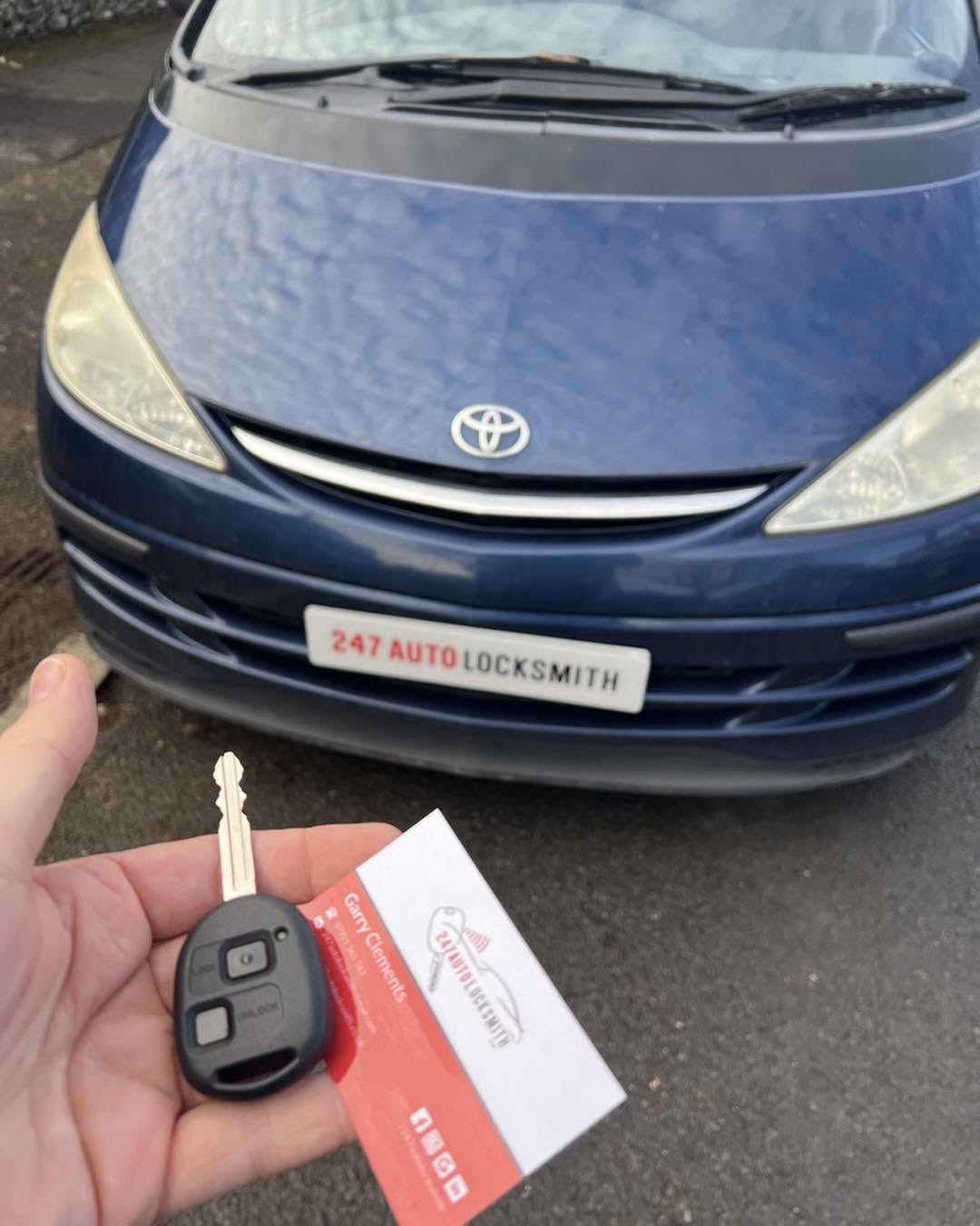 Toyota Previa replacement key cut at the vehicle